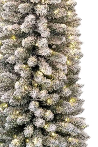 Künstlicher Weihnachtsbaum Weiß-Fichte Schmal LED Detail der Nadeln